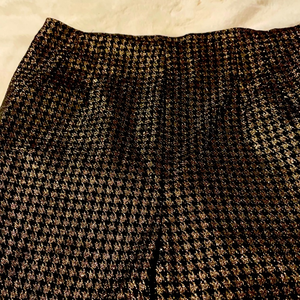 Plaid pants black and gold